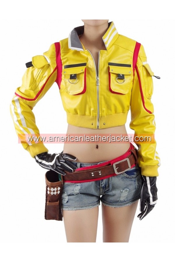 ミュージシャン FF EMBLEM JUMPSUIT Final Fantasy XV Cindy Aurum Yellow Leather Jacket
